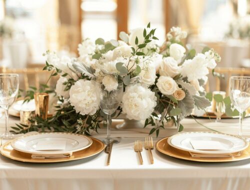 Déco élégante pour table de mariage : inspirations blanc et or pour une réception inoubliable