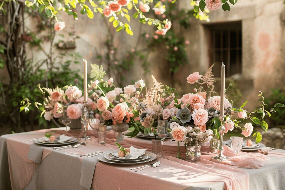 Idées de décoration de mariage rose et gris : inspirations élégantes pour une ambiance romantique
