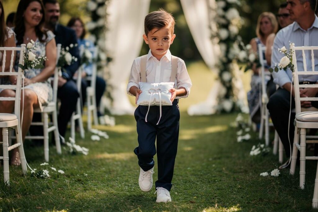 petit garçon d'honneur qui porte les alliances