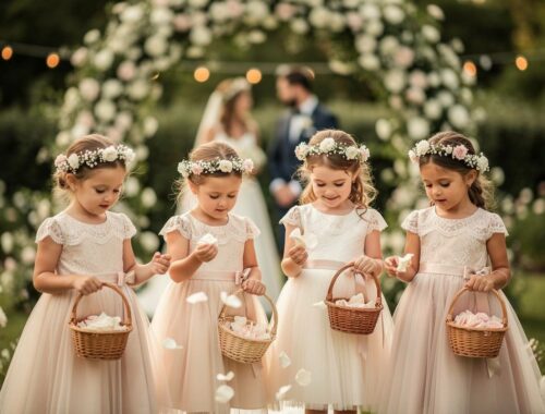 petites filles d'honneur en tenue de cérémonie
